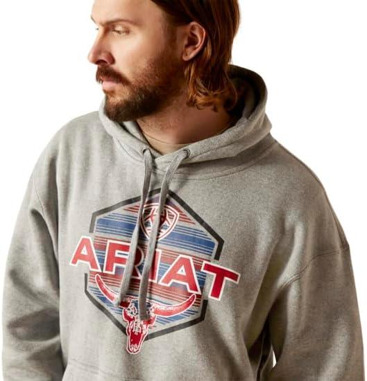 imageAriat Mens Hooded SweatshirtHex HornsLight Grey Heather
