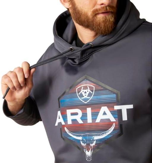 imageAriat Mens Hooded SweatshirtLogo Tek FleeceOdyssey Gray Heather