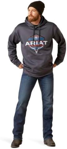 imageAriat Mens Hooded SweatshirtLogo Tek FleeceOdyssey Gray Heather