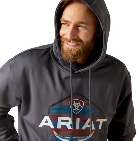imageAriat Mens Hooded SweatshirtLogo Tek FleeceOdyssey Gray Heather