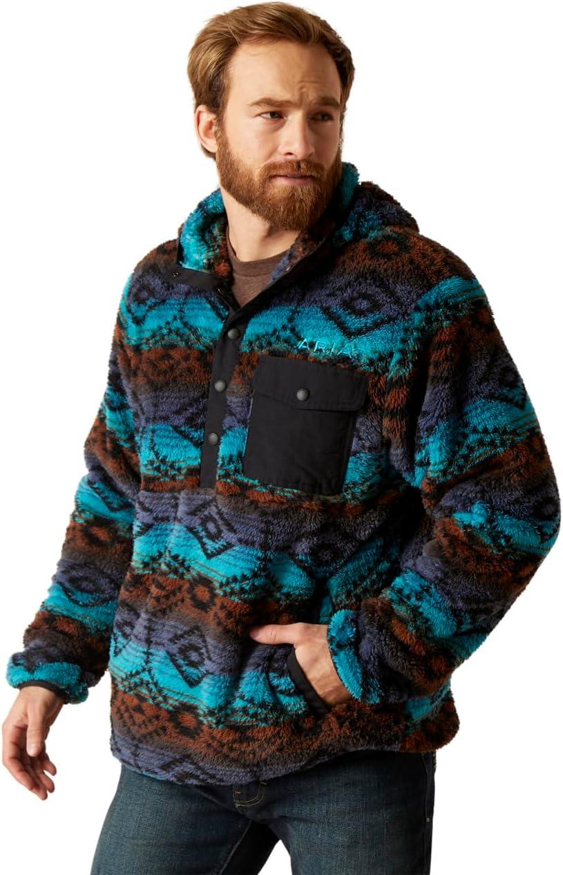 imageAriat Mens Hooded SweatshirtPolar Bear FleeceEnamel Blue Serape
