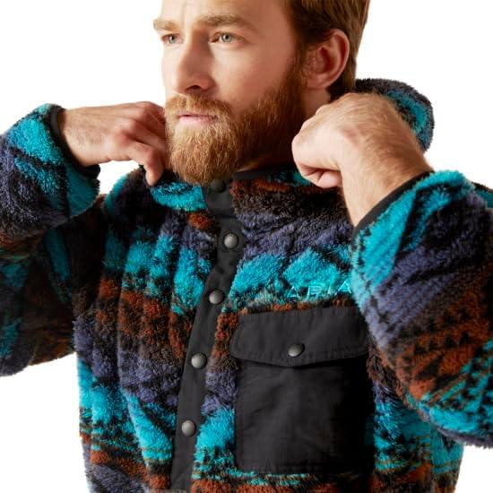 imageAriat Mens Hooded SweatshirtPolar Bear FleeceEnamel Blue Serape