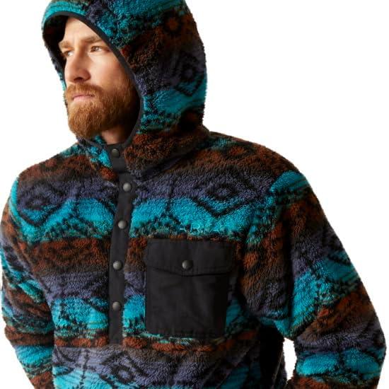 imageAriat Mens Hooded SweatshirtPolar Bear FleeceEnamel Blue Serape