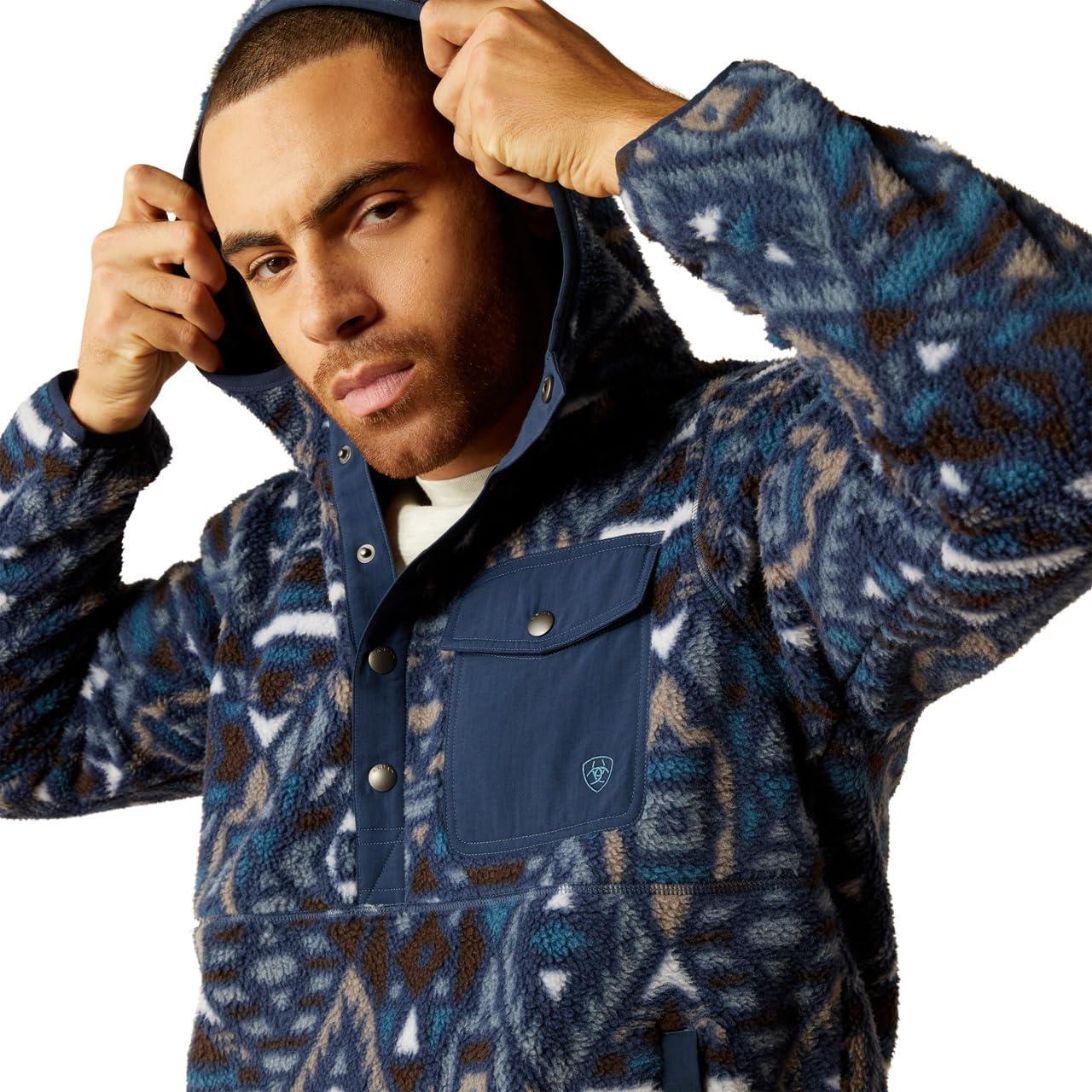 imageAriat Mens Hooded SweatshirtPolar Bear FleeceNavy Southwest