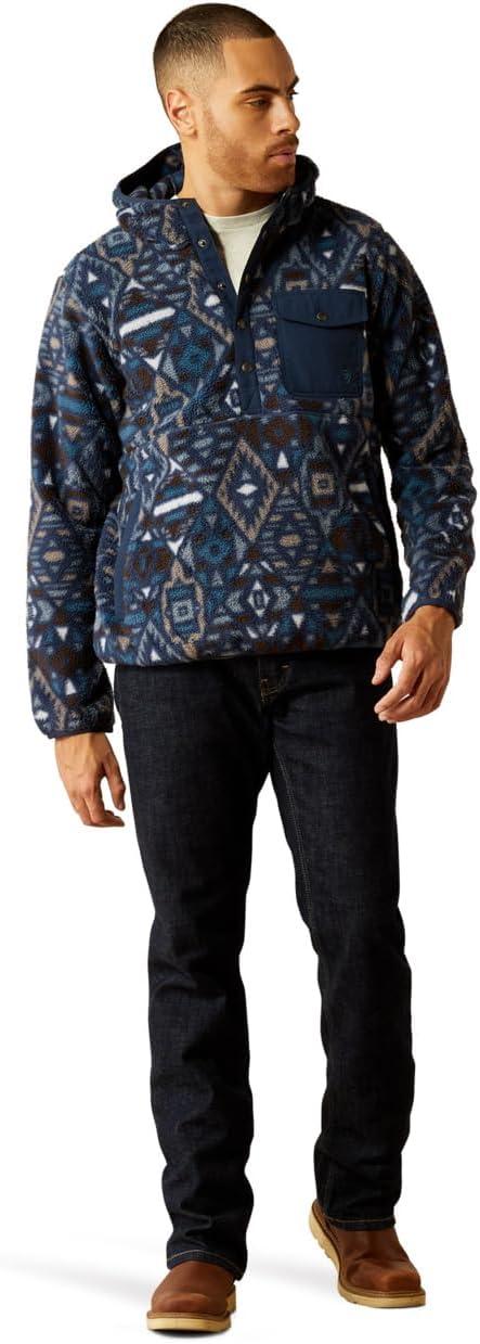 imageAriat Mens Hooded SweatshirtPolar Bear FleeceNavy Southwest
