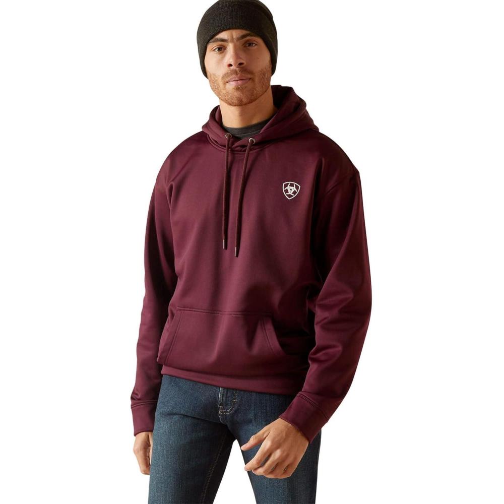 imageAriat Mens Hooded SweatshirtLogo Tek FleeceMalbec Heather