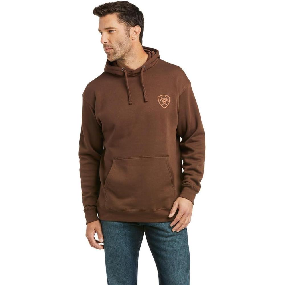 imageAriat Mens Hooded SweatshirtPatriot 20TanDark Brown