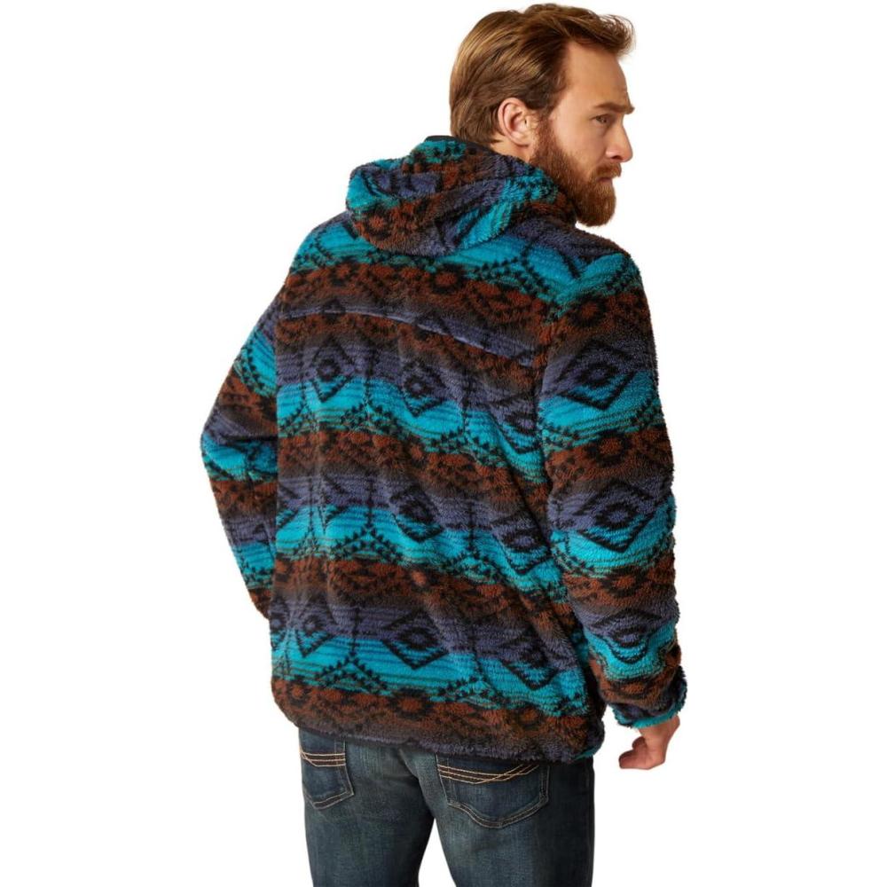 imageAriat Mens Hooded SweatshirtPolar Bear FleeceEnamel Blue Serape