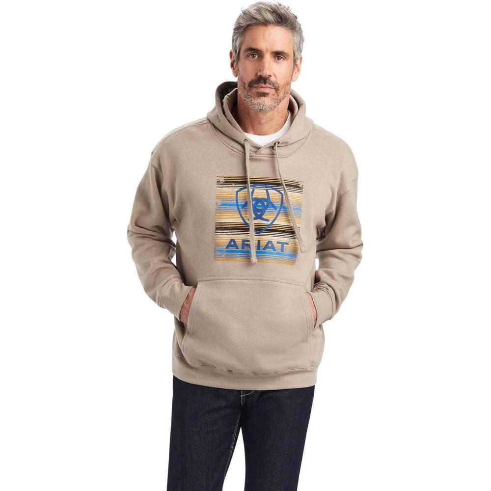 imageAriat Mens Hooded SweatshirtSerape Block Brindle Heather