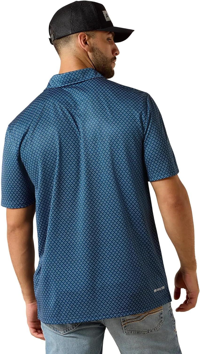 imageARIAT Mens All Over Print Classic Fit PoloDark Denim Medallion Print
