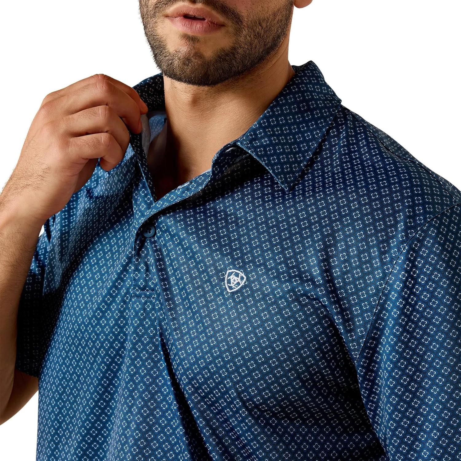 imageARIAT Mens All Over Print Classic Fit PoloDark Denim Medallion Print