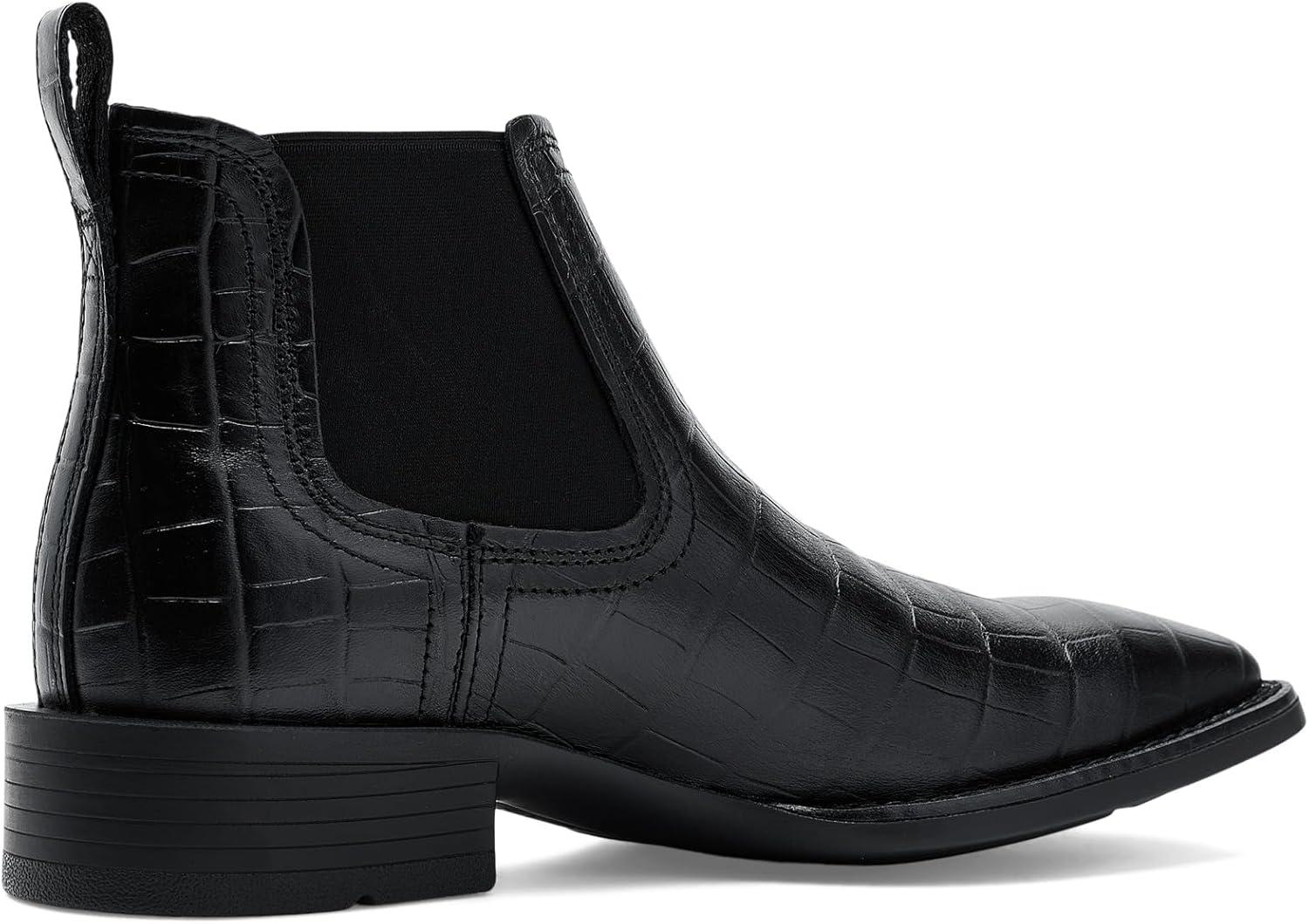 imageARIAT mens Booker Chelsea Wide Square Toe Western BootBlack Croc Print