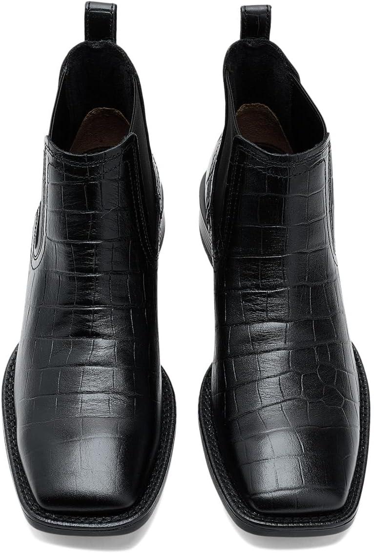 imageARIAT mens Booker Chelsea Wide Square Toe Western BootBlack Croc Print
