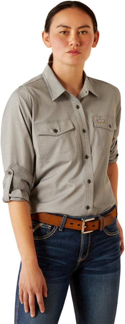 imageAriat Womens Rebar Made Tough Venttek Durastretch Work ShirtCharcoal Heather