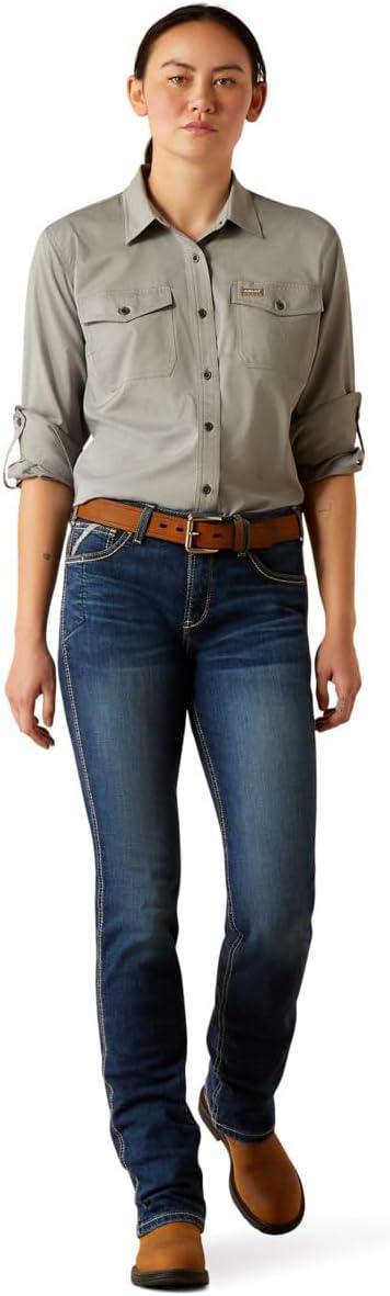 imageAriat Womens Rebar Made Tough Venttek Durastretch Work ShirtCharcoal Heather