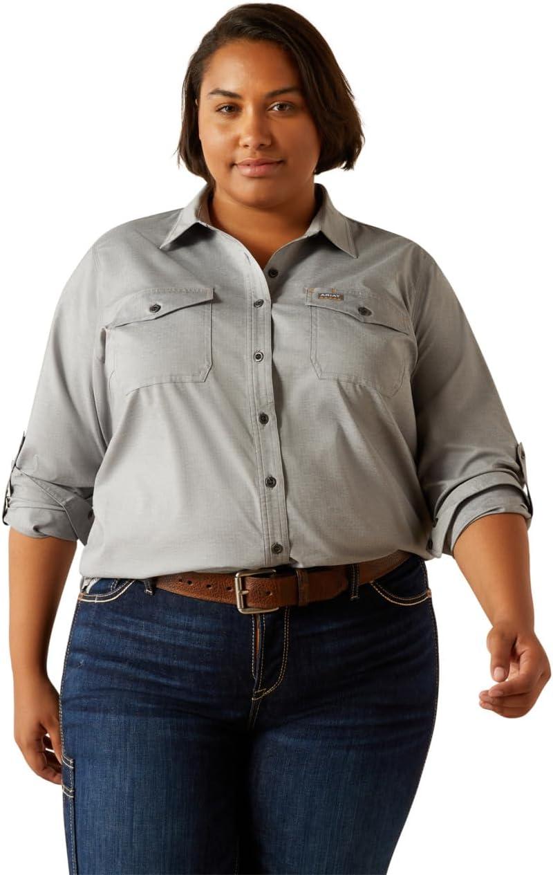 imageAriat Womens Rebar Made Tough Venttek Durastretch Work ShirtCharcoal Heather
