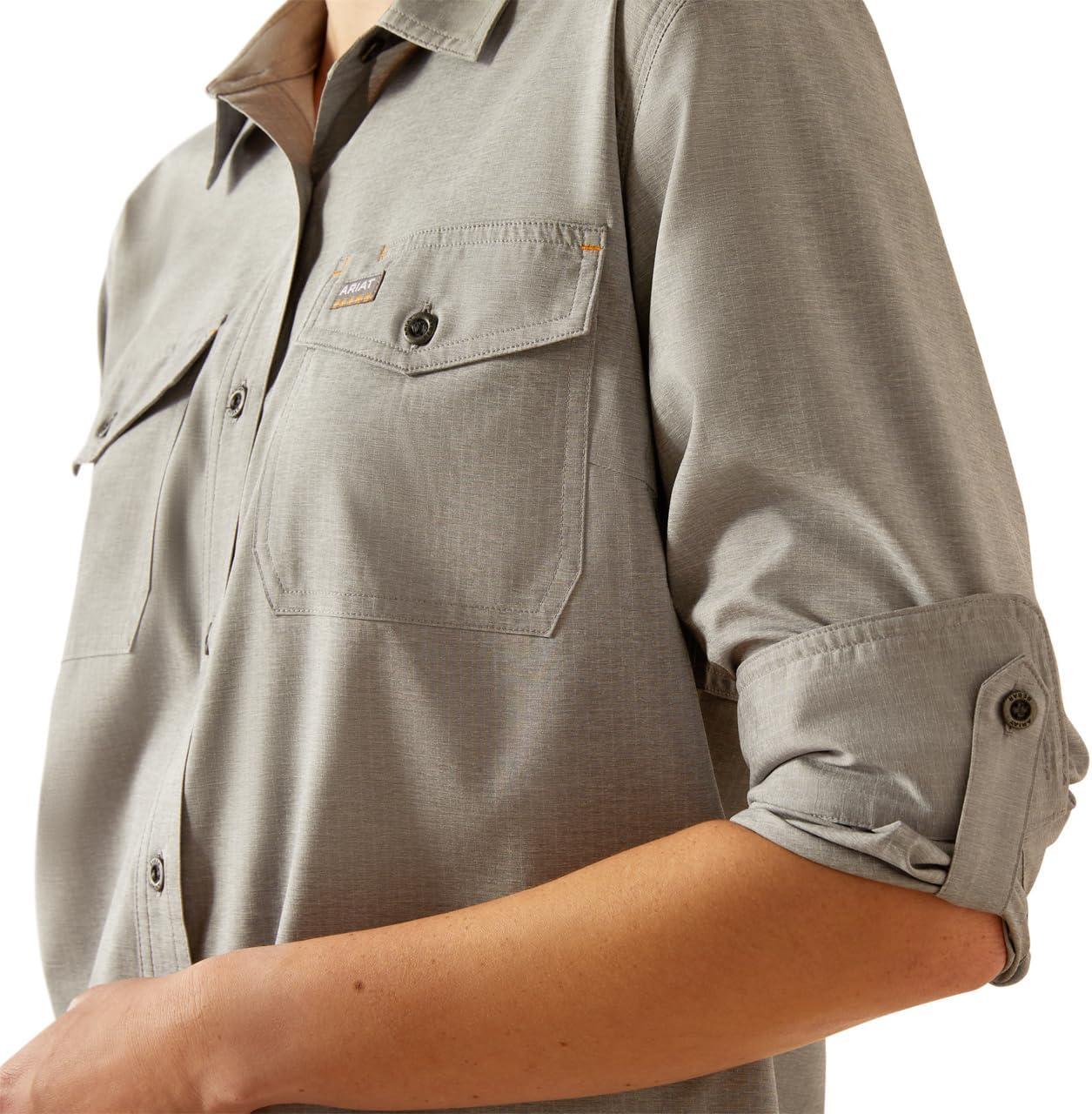 imageAriat Womens Rebar Made Tough Venttek Durastretch Work ShirtCharcoal Heather