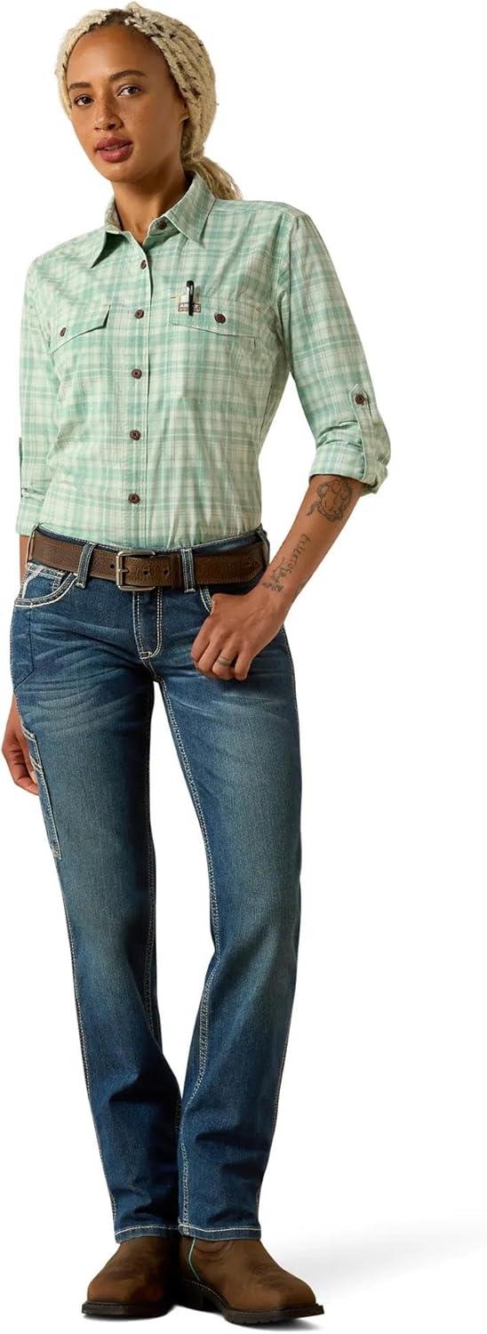 imageAriat Womens Rebar Made Tough Venttek Durastretch Work ShirtClearly Aqua