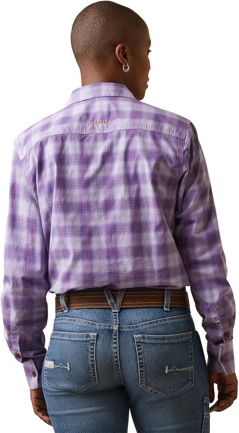 imageAriat Womens Rebar Made Tough Venttek Durastretch Work ShirtLavendar Plaid