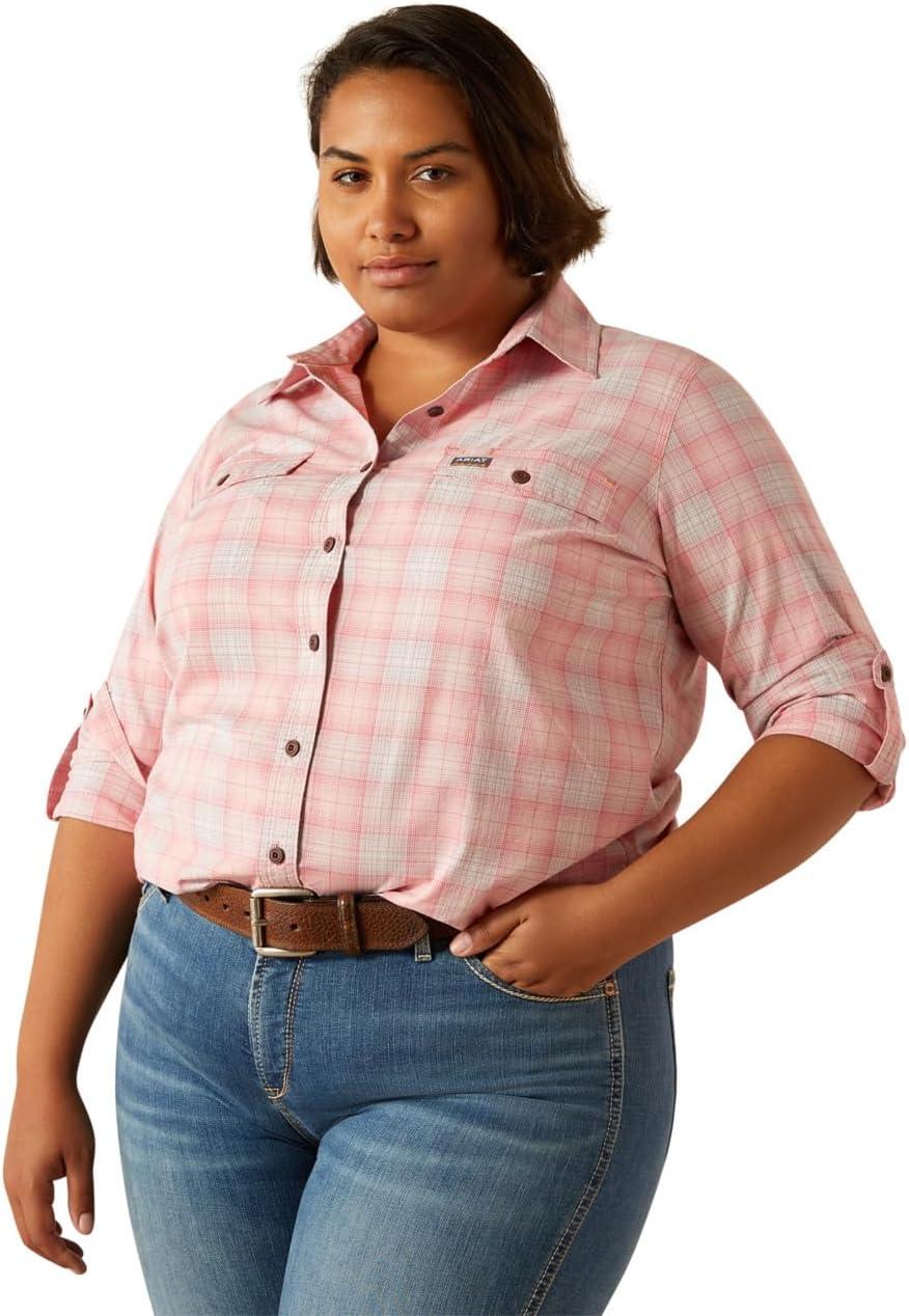 imageAriat Womens Rebar Made Tough Venttek Durastretch Work ShirtPowder Pink