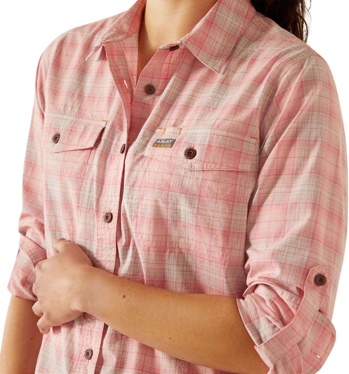 imageAriat Womens Rebar Made Tough Venttek Durastretch Work ShirtPowder Pink