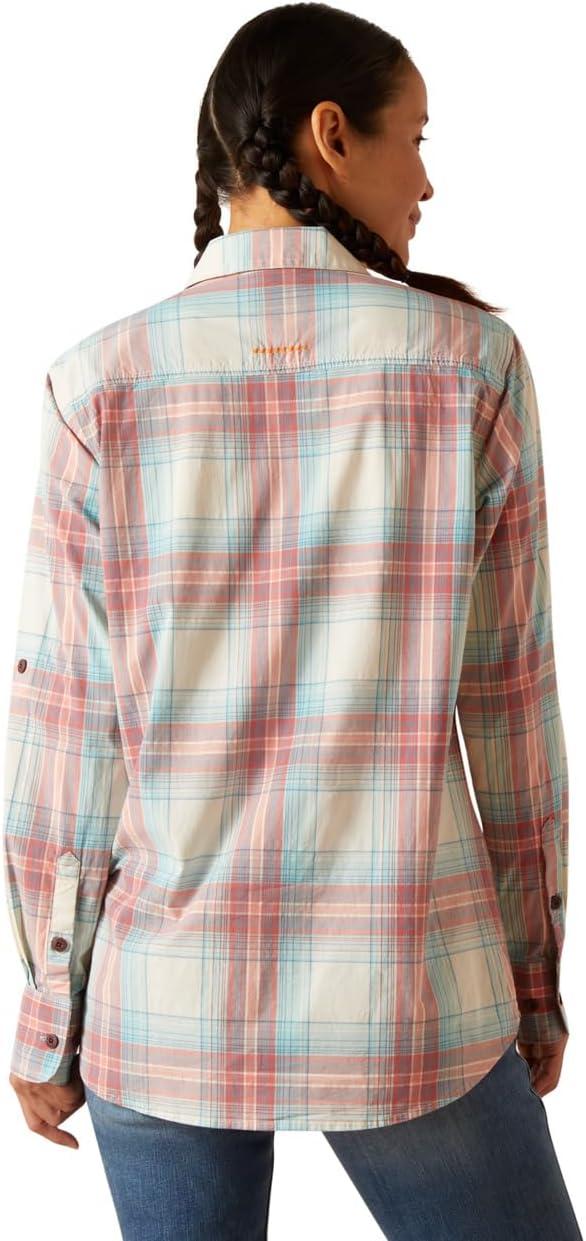 imageAriat Womens Rebar Made Tough Venttek Durastretch Work ShirtVanilla Ice Plaid