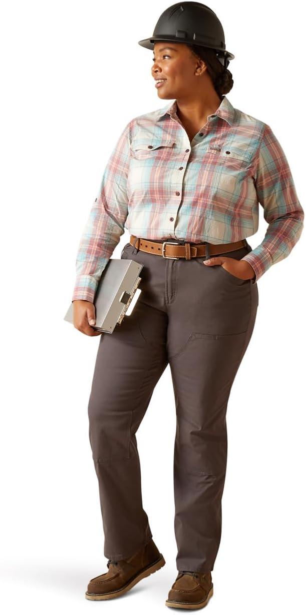 imageAriat Womens Rebar Made Tough Venttek Durastretch Work ShirtVanilla Ice Plaid