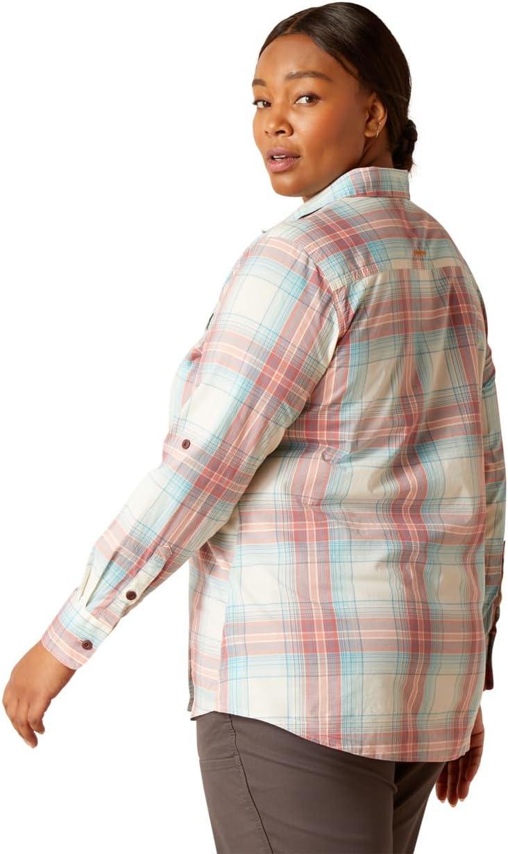 imageAriat Womens Rebar Made Tough Venttek Durastretch Work ShirtVanilla Ice Plaid