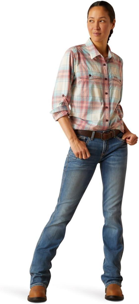 imageAriat Womens Rebar Made Tough Venttek Durastretch Work ShirtVanilla Ice Plaid