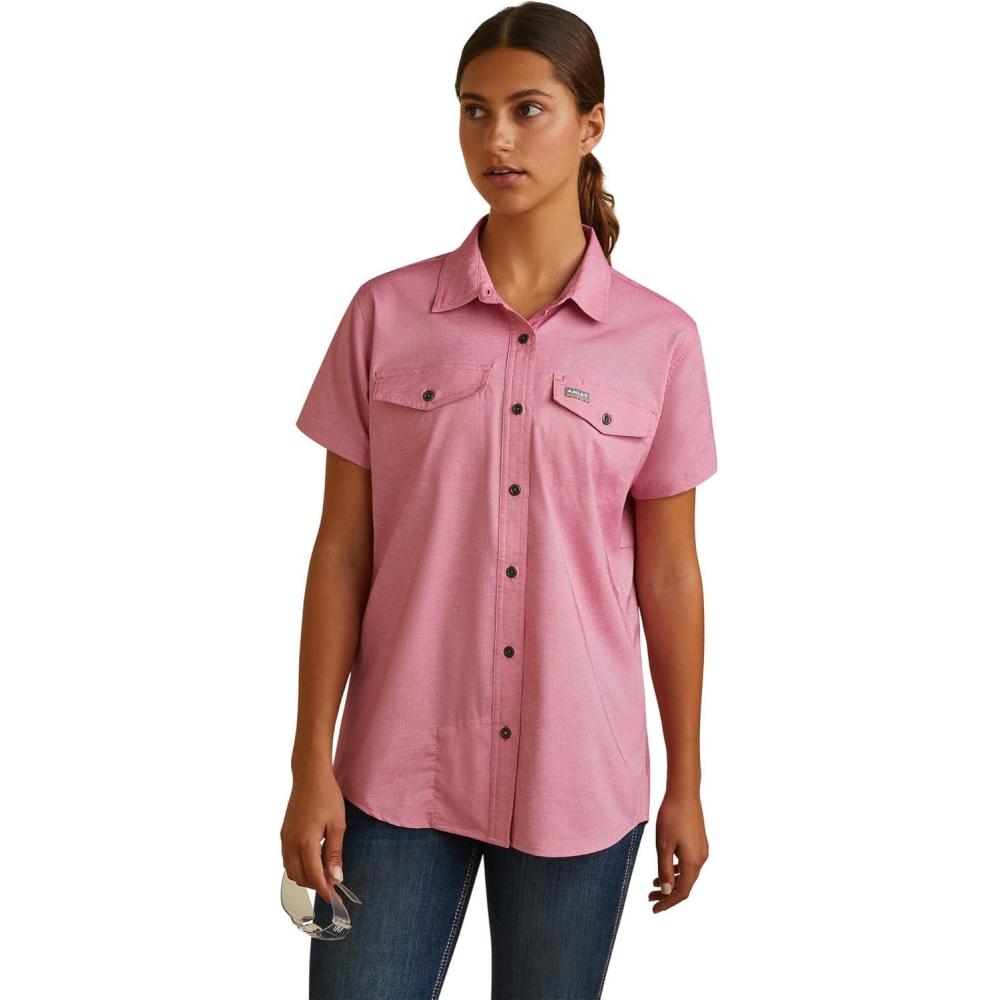 imageAriat Womens Rebar Made Tough Venttek Durastretch Work ShirtCherry Jubilee