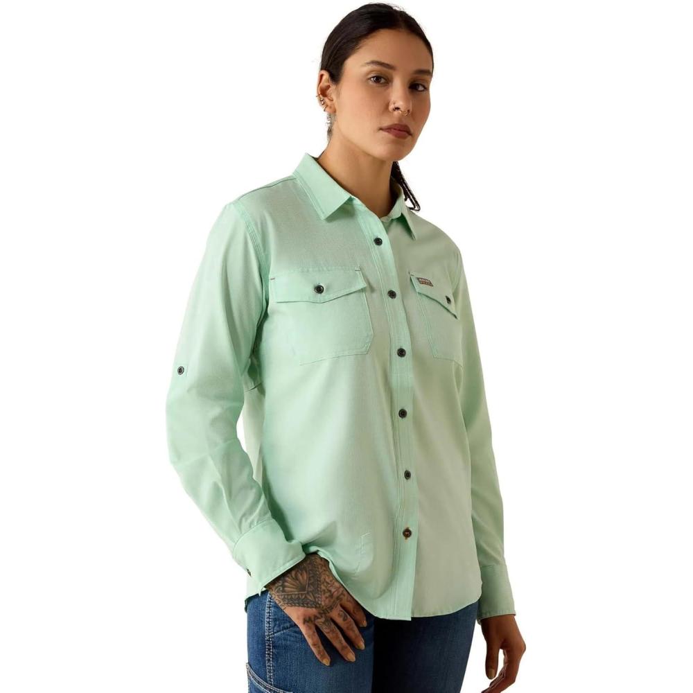 imageAriat Womens Rebar Made Tough Venttek Durastretch Work ShirtLichen