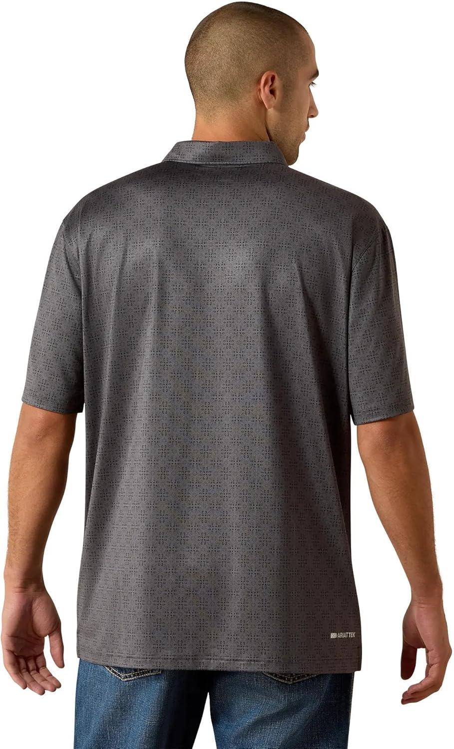 imageARIAT Mens Printed 360 Airflow Classic Fit PoloGrey Pinstripe