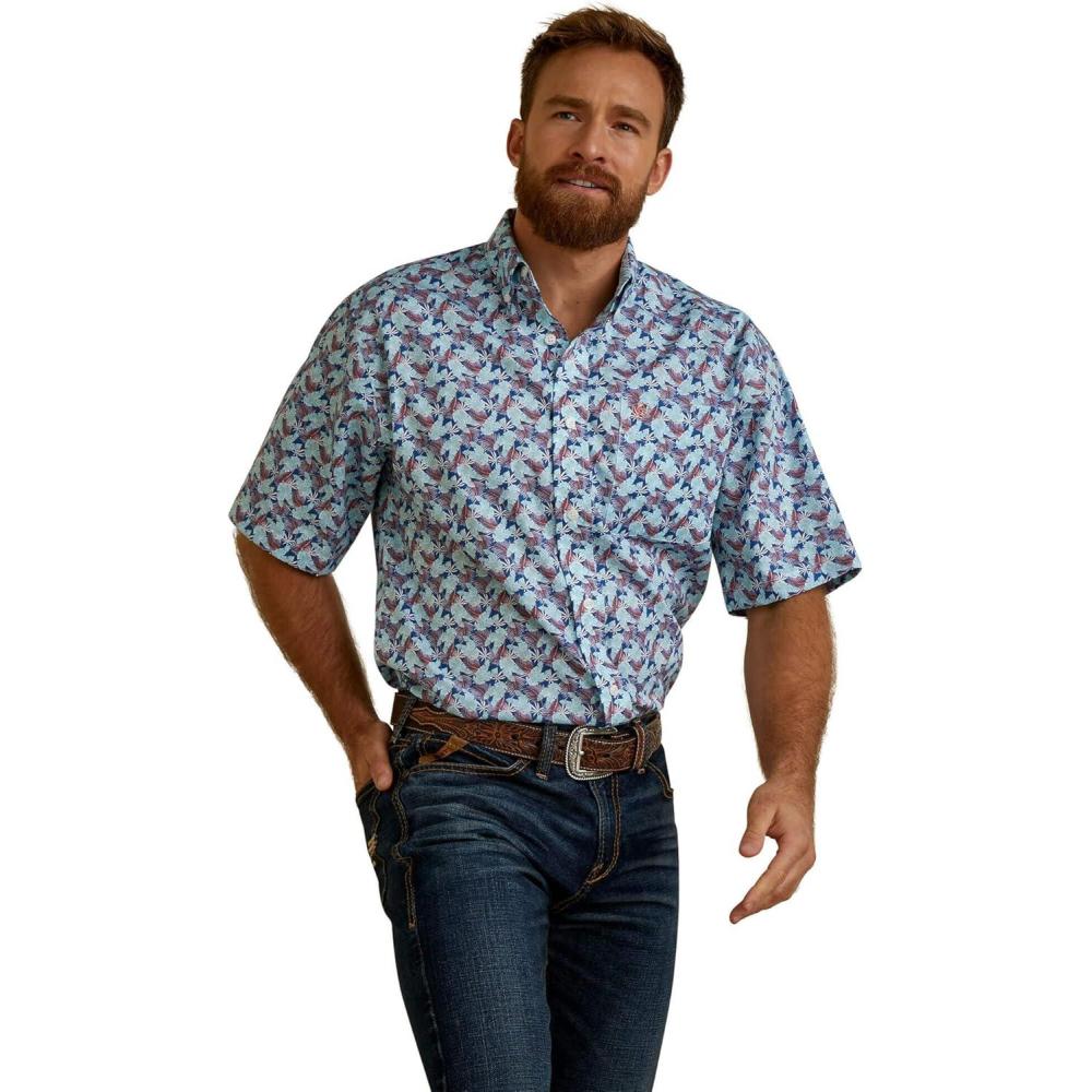 imageARIAT Mens Wrinkle Free Wrigley Classic Fit ShirtBright Cobalt