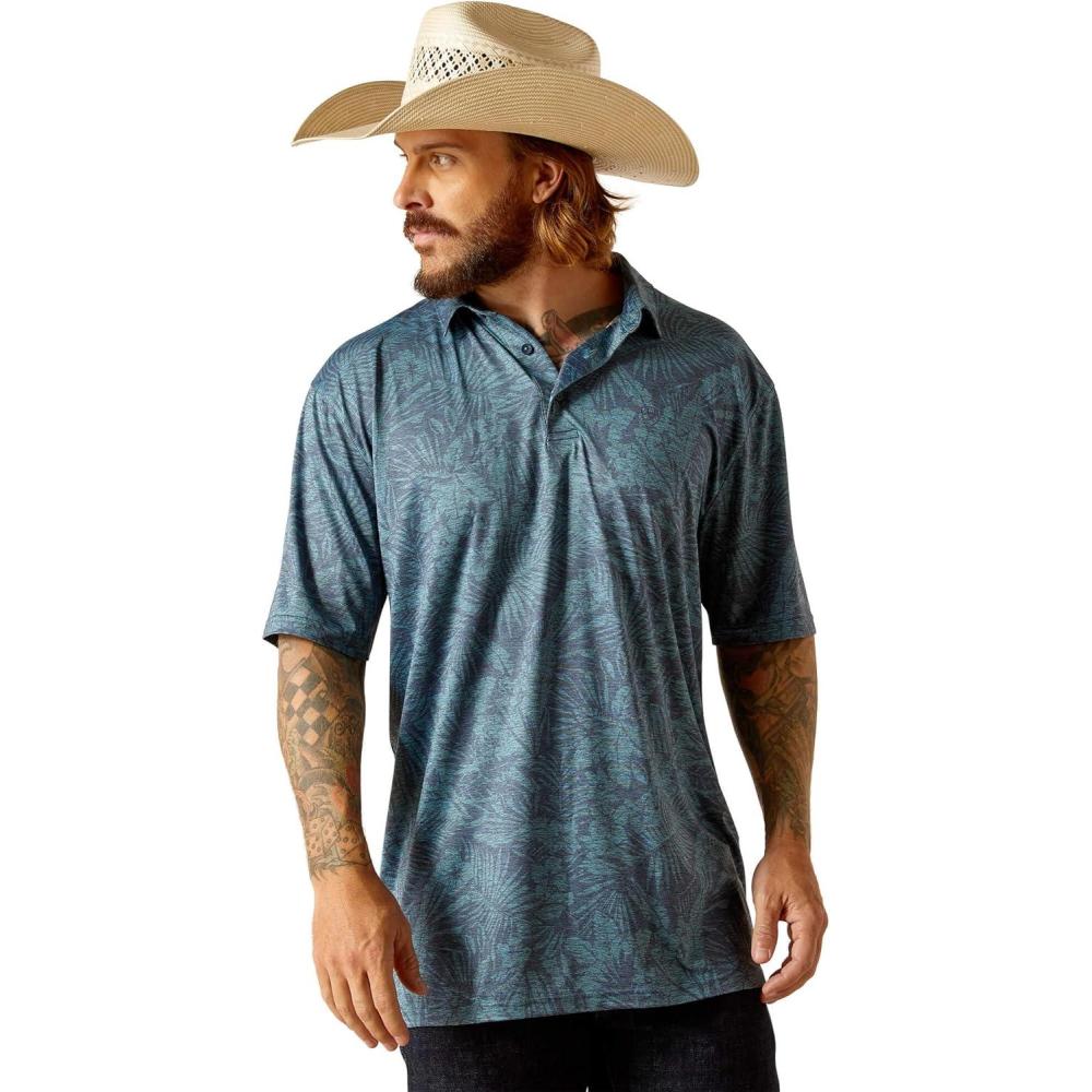 imageAriat Mens Charger 20 Printed PoloBlue Atoll