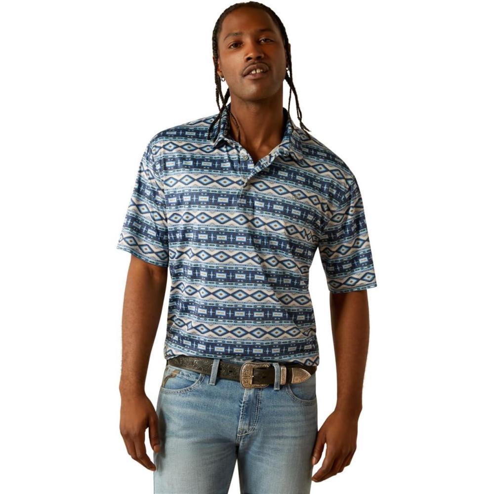 imageAriat Mens Charger 20 Printed PoloBlue Southwest