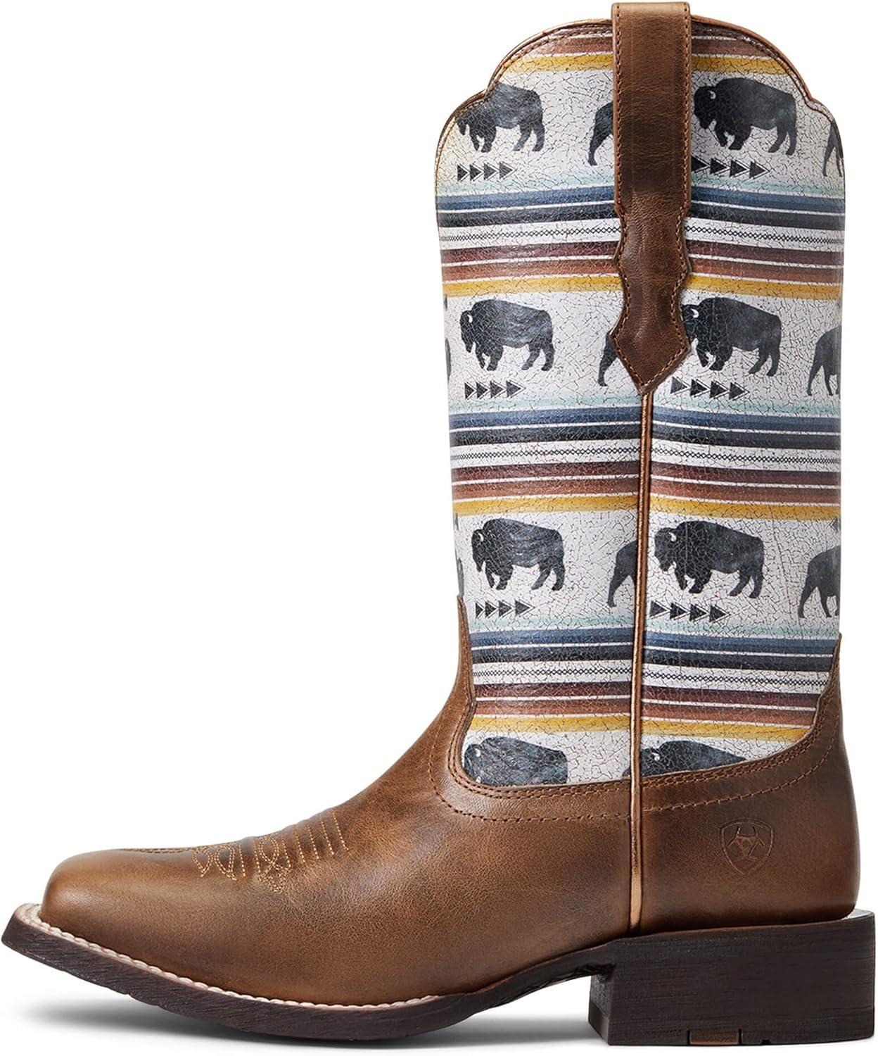 imageARIAT Womens Pendleton Circuit Savanna Western BootAsh BrownBuffalo Print