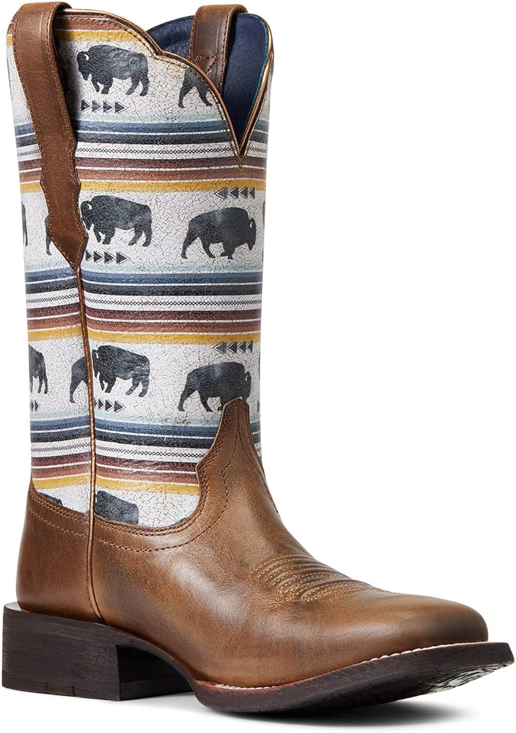imageARIAT Womens Pendleton Circuit Savanna Western BootAsh BrownBuffalo Print