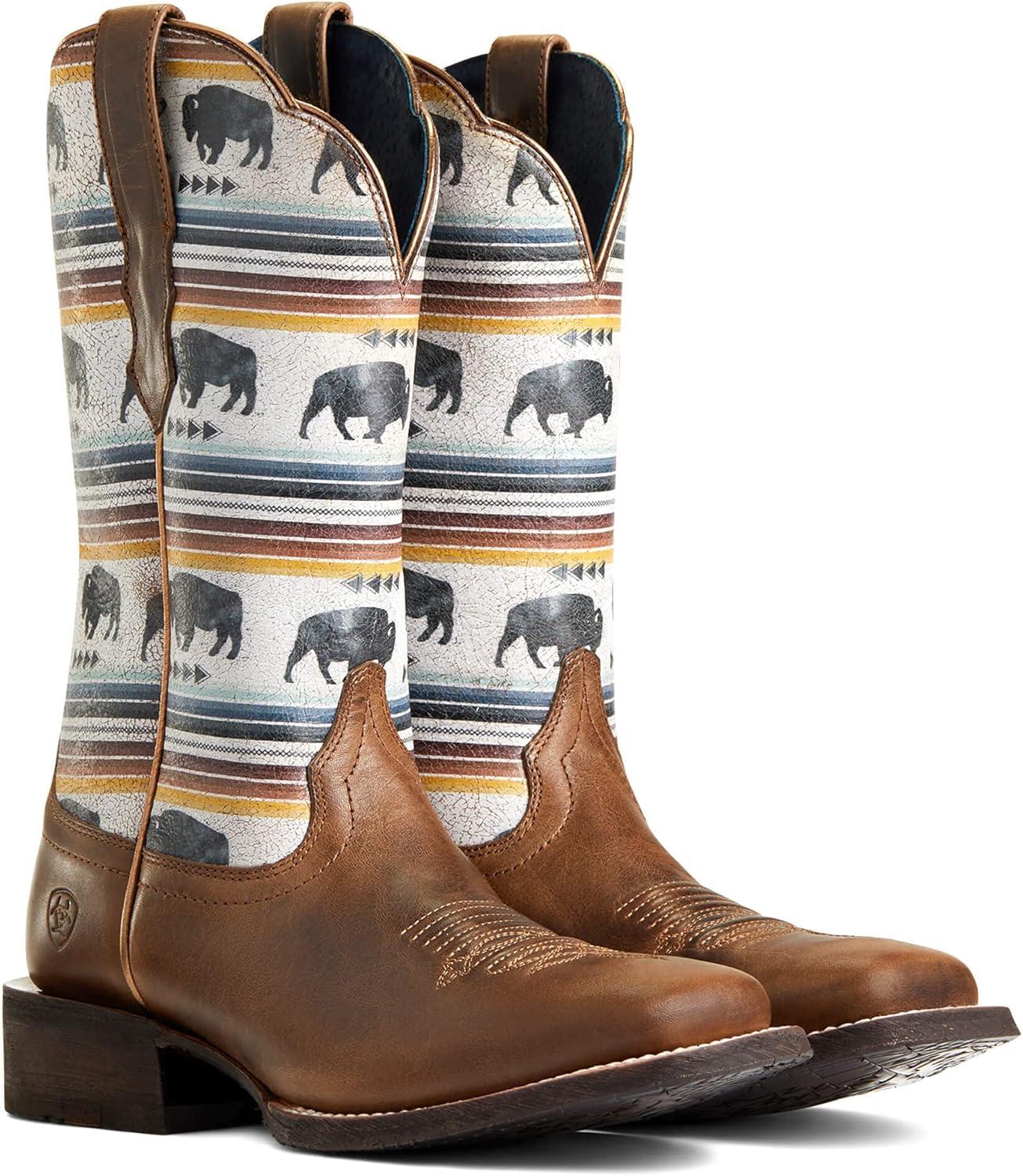 imageARIAT Womens Pendleton Circuit Savanna Western BootAsh BrownBuffalo Print