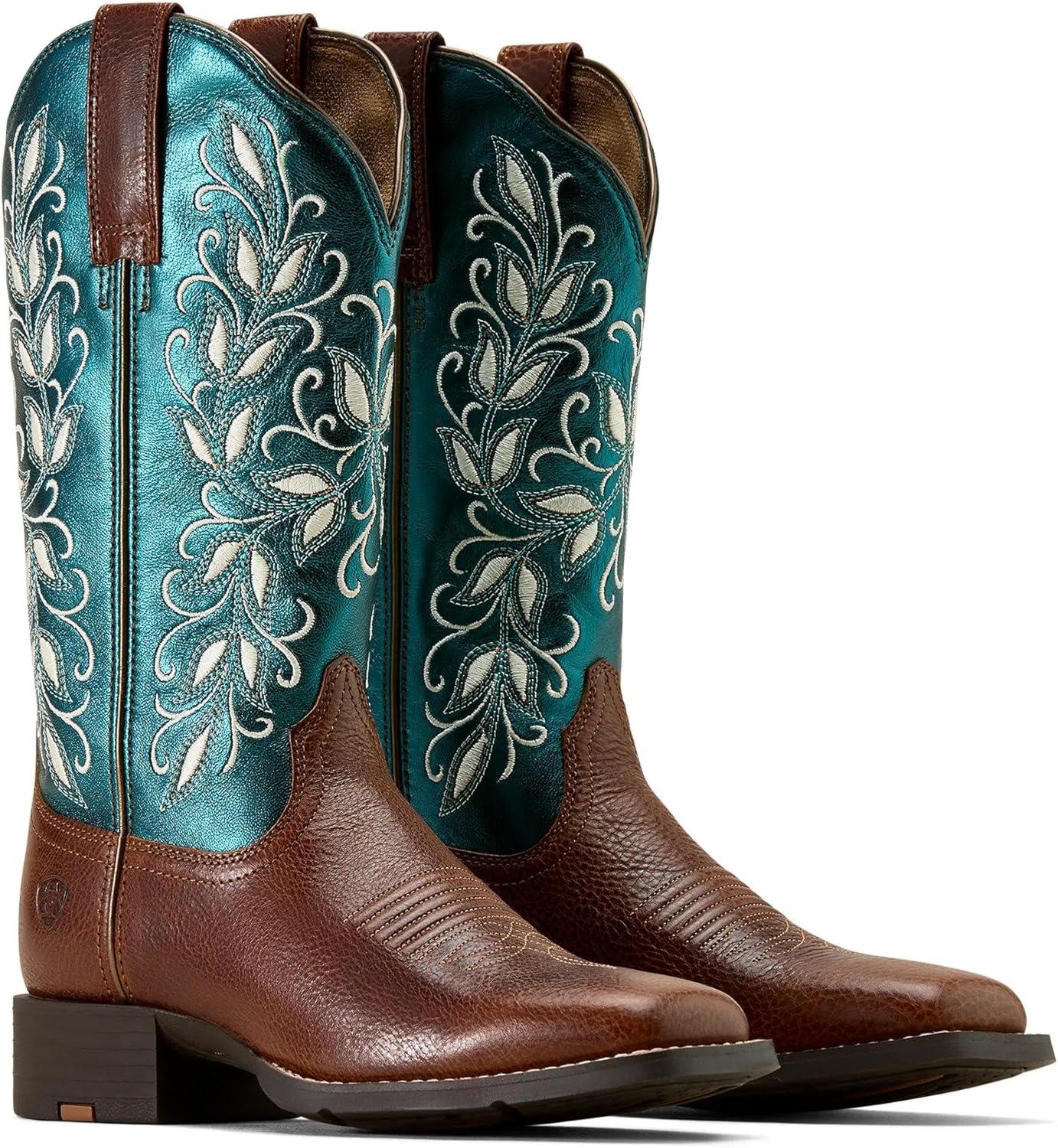 imageARIAT womens Round Up Holly Wide Square Toe Western BootBeasty Brown
