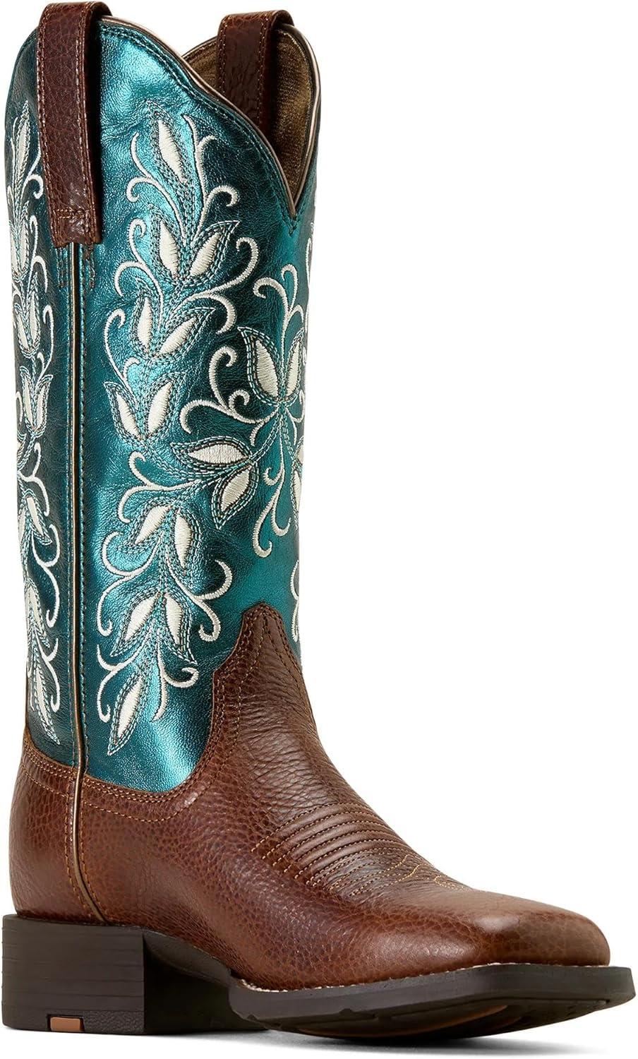 imageARIAT womens Round Up Holly Wide Square Toe Western BootBeasty Brown