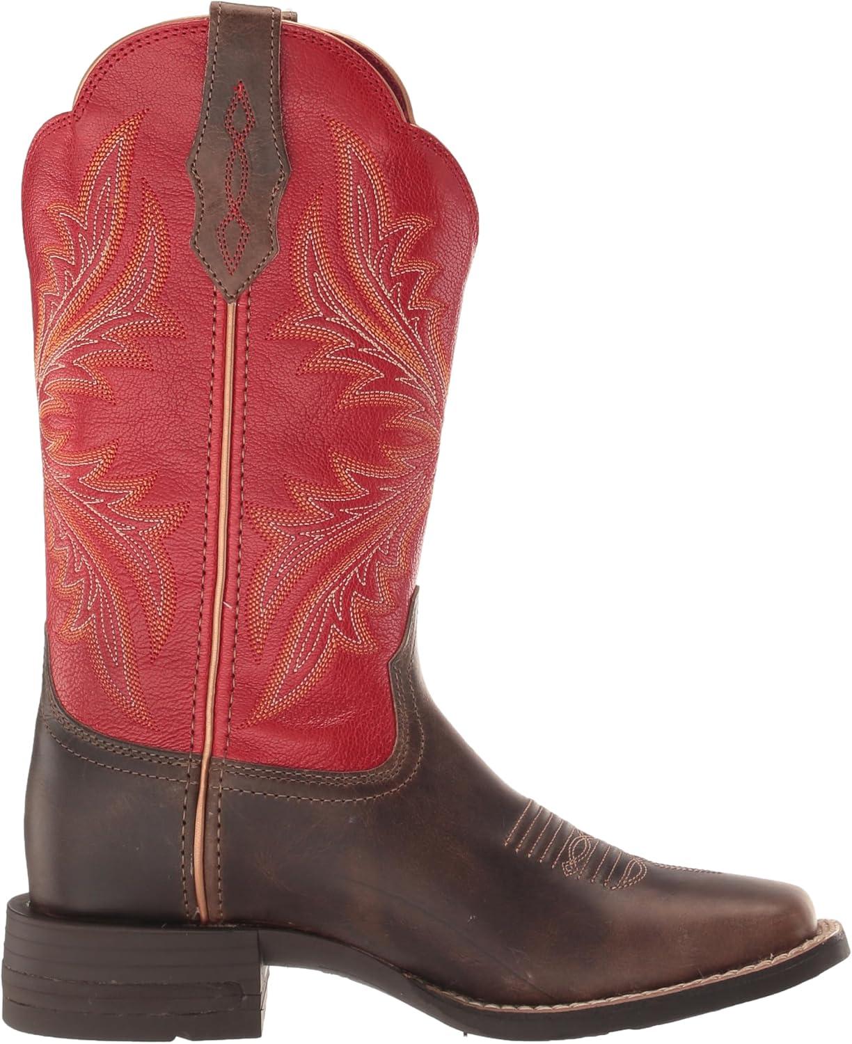 imageARIAT womens West Bound Western BootSableHeart Throb Red