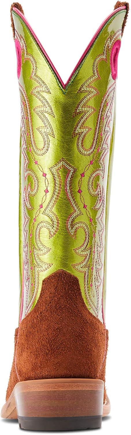 imageAriat Womens Futurity Boon Western BootCognac RoughoutElectric Lime Patent