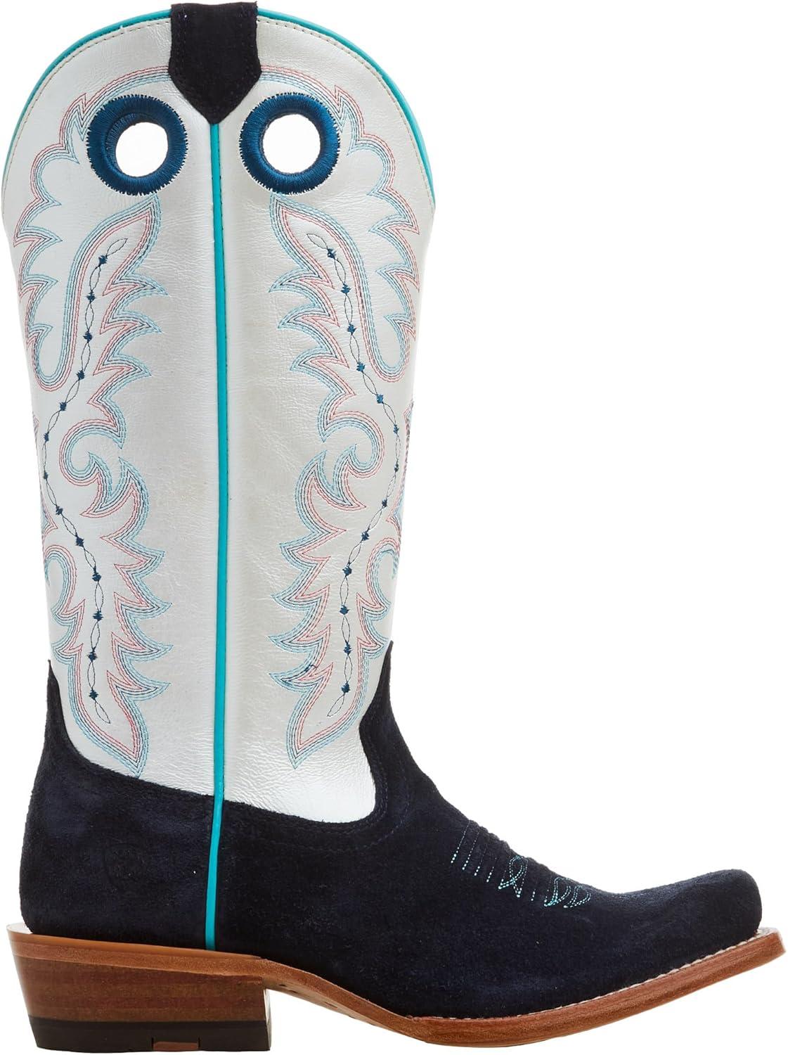 imageAriat Womens Futurity Boon Western BootPolo Blue RoughoutPearly White