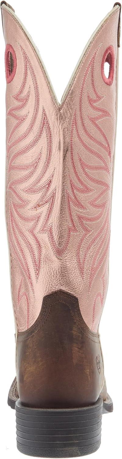 imageAriat Womens Round Up Ryder Western Cowboy BootDistressed BrownGolden Pink