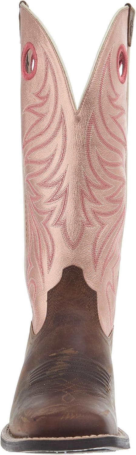 imageAriat Womens Round Up Ryder Western Cowboy BootDistressed BrownGolden Pink