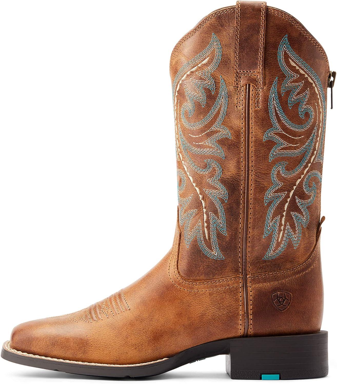 imageAriat womens Round Up Back Zip Western BootDesert Sand