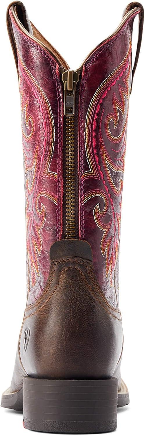 imageAriat womens Round Up Back Zip Western BootWorn Mocha