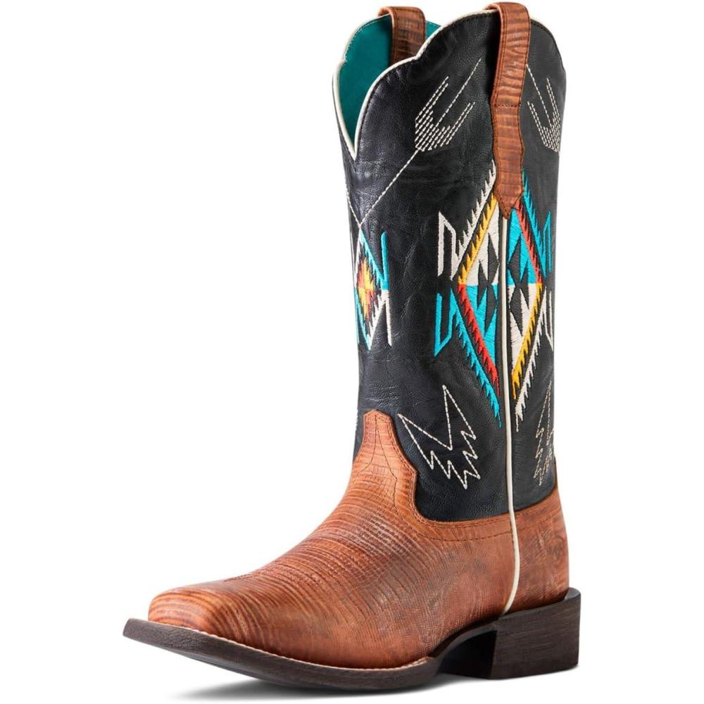 imageAriat Womens Frontier Chimayo Western BootKona BrownAncient Black Print