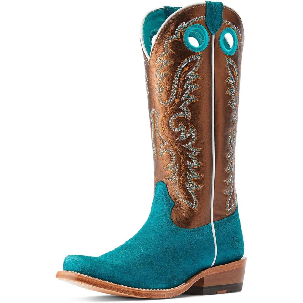 imageAriat Womens Futurity Boon Western BootAncient Turq RoughoutGilded Mocha