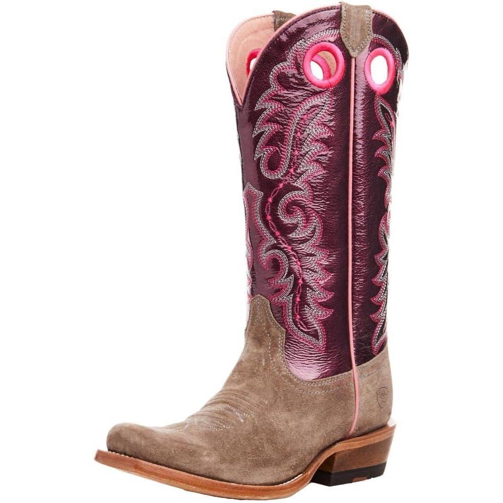 imageAriat Womens Futurity Boon Western BootSmokey RoughoutFine Wine Patent